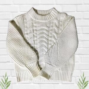 A New Day Women's Cream Cable-Knit Pullover Sweater Size‎ S Neutral, Happy